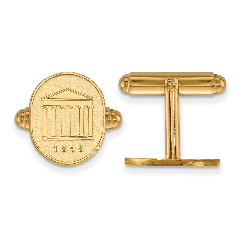 14k Gold Plated Silver University of Mississippi Crest Cuff Links, Item M9182 by The Black Bow Jewelry Co.