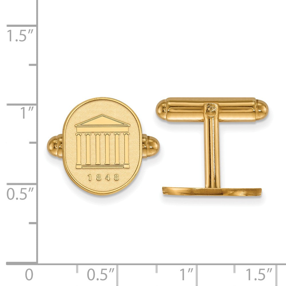 Alternate view of the 14k Gold Plated Silver University of Mississippi Crest Cuff Links by The Black Bow Jewelry Co.