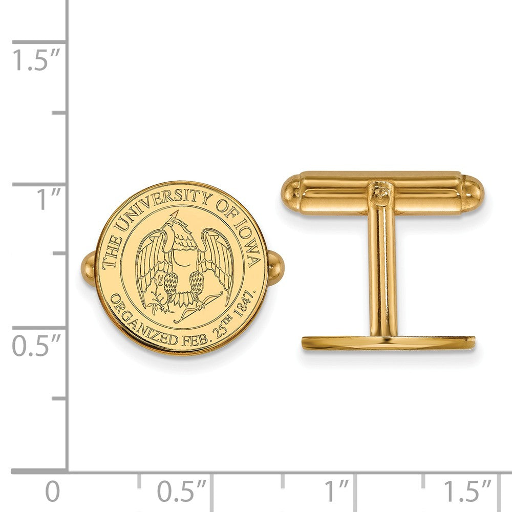 Alternate view of the 14k Gold Plated Silver University of Iowa Crest Cuff Links by The Black Bow Jewelry Co.