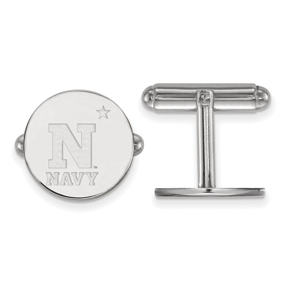 Sterling Silver U.S. Naval Academy Logo Cuff Links, Item M9193 by The Black Bow Jewelry Co.