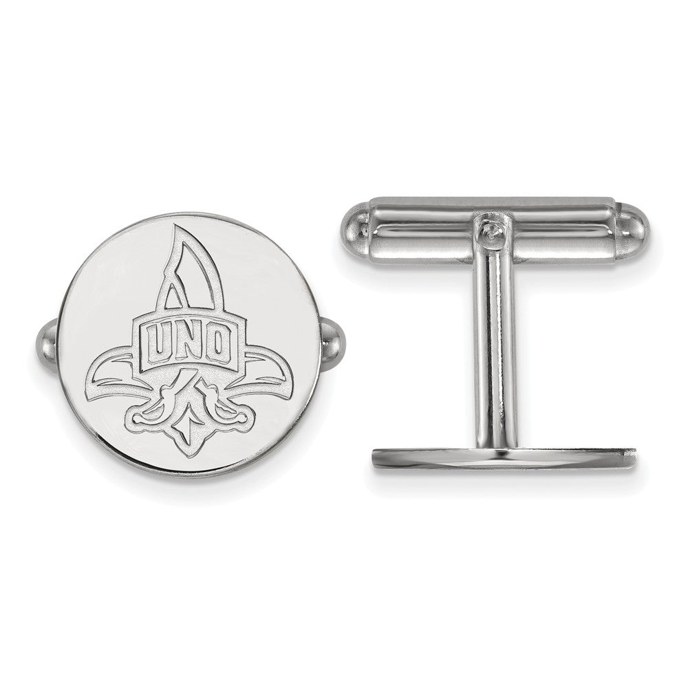 Sterling Silver University of New Orleans Cuff Links, Item M9197 by The Black Bow Jewelry Co.
