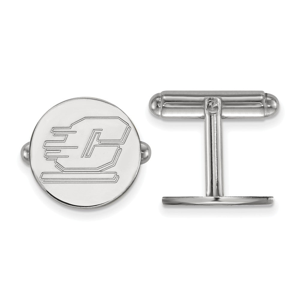 Sterling Silver Central Michigan University Cuff Links, Item M9206 by The Black Bow Jewelry Co.