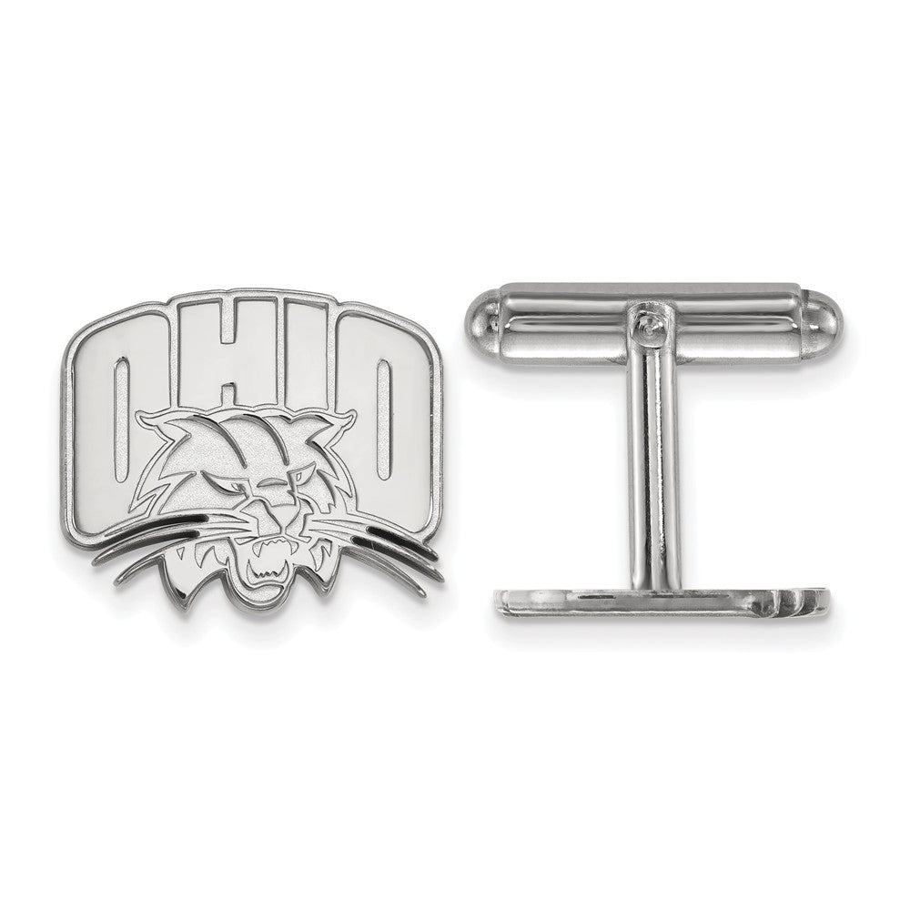 Sterling Silver Ohio University Cuff Links, Item M9210 by The Black Bow Jewelry Co.
