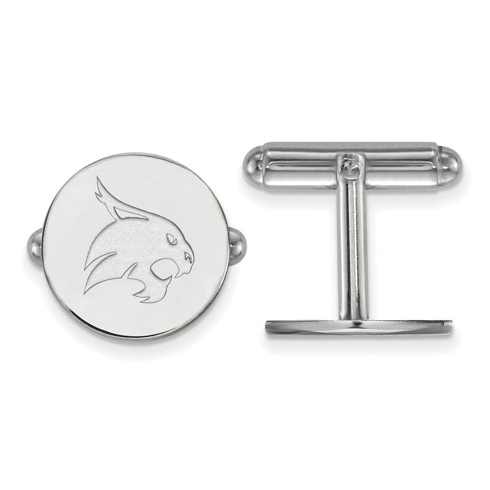 Sterling Silver Texas State University Cuff Links, Item M9214 by The Black Bow Jewelry Co.