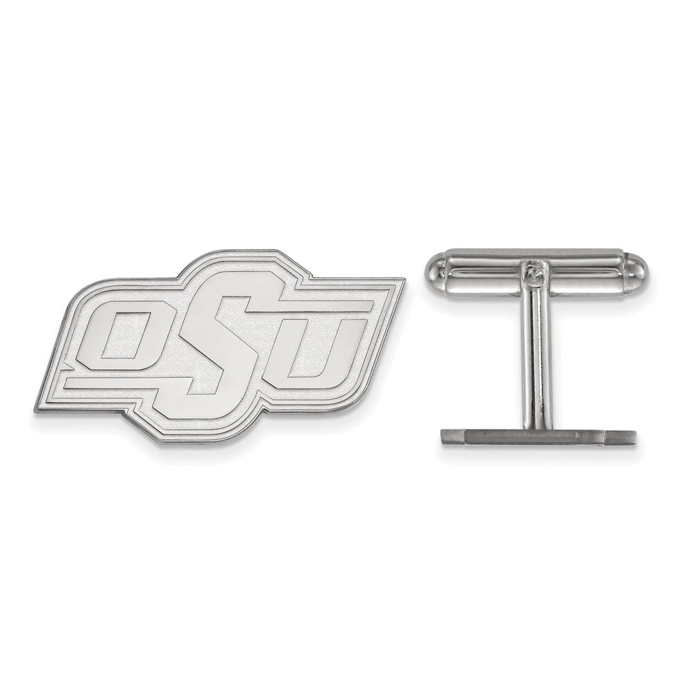 Sterling Silver Oklahoma State University Cuff Links, Item M9231 by The Black Bow Jewelry Co.