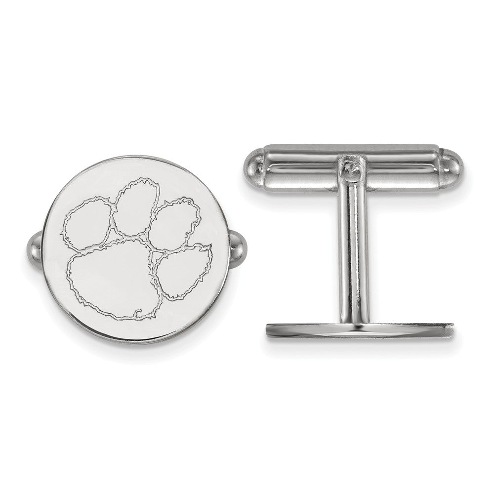 Sterling Silver Clemson University Cuff Links, Item M9238 by The Black Bow Jewelry Co.