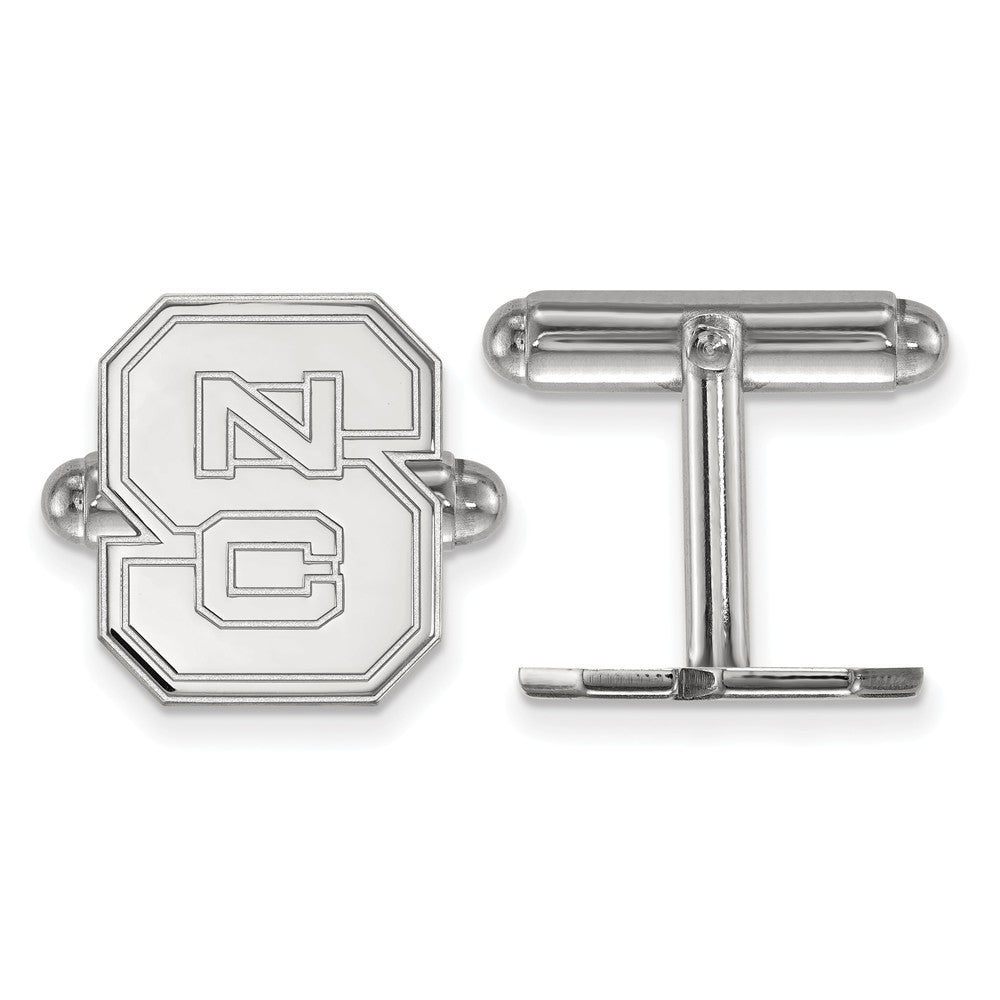 Sterling Silver North Carolina State University &#39;NCS&#39; Cuff Links, Item M9245 by The Black Bow Jewelry Co.