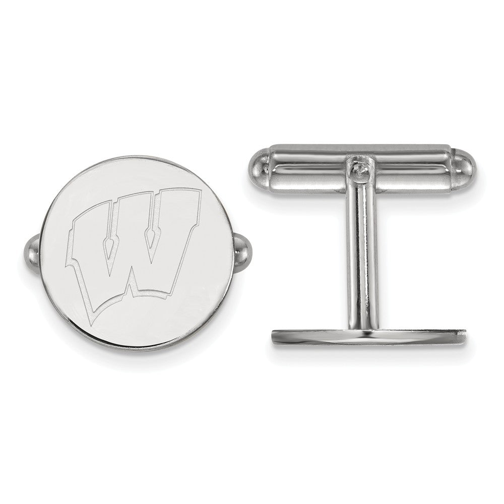 Sterling Silver University of Wisconsin Initial W Cuff Links, Item M9259 by The Black Bow Jewelry Co.