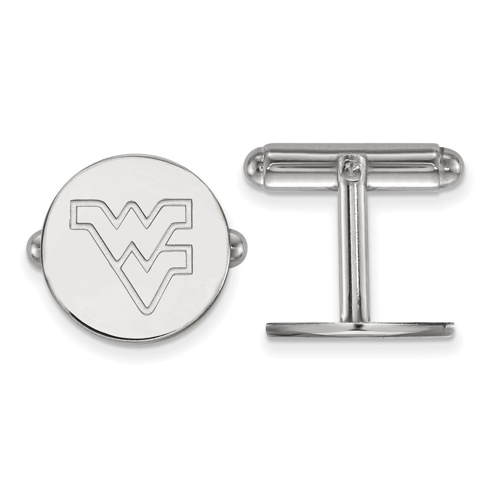 Sterling Silver West Virginia University &#39;WV&#39; Cuff Links, Item M9260 by The Black Bow Jewelry Co.