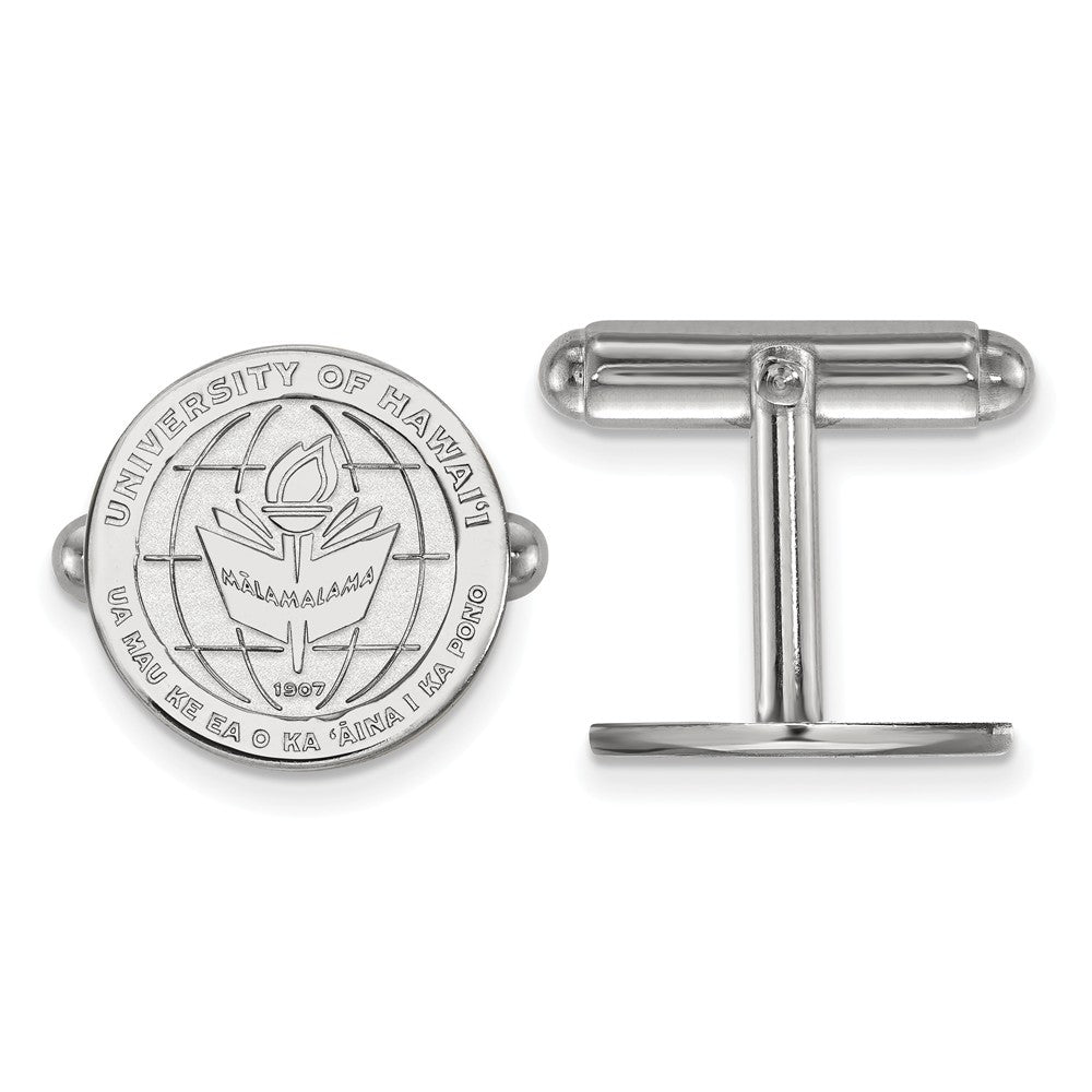 Sterling Silver The University of Hawai&#39;i Crest Cuff Links, Item M9265 by The Black Bow Jewelry Co.