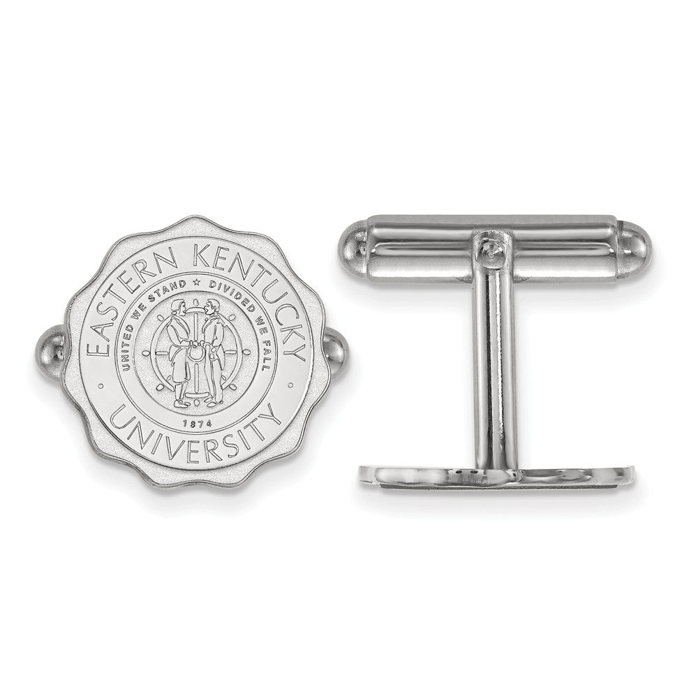 Sterling Silver Eastern Kentucky University Crest Cuff Links, Item M9267 by The Black Bow Jewelry Co.