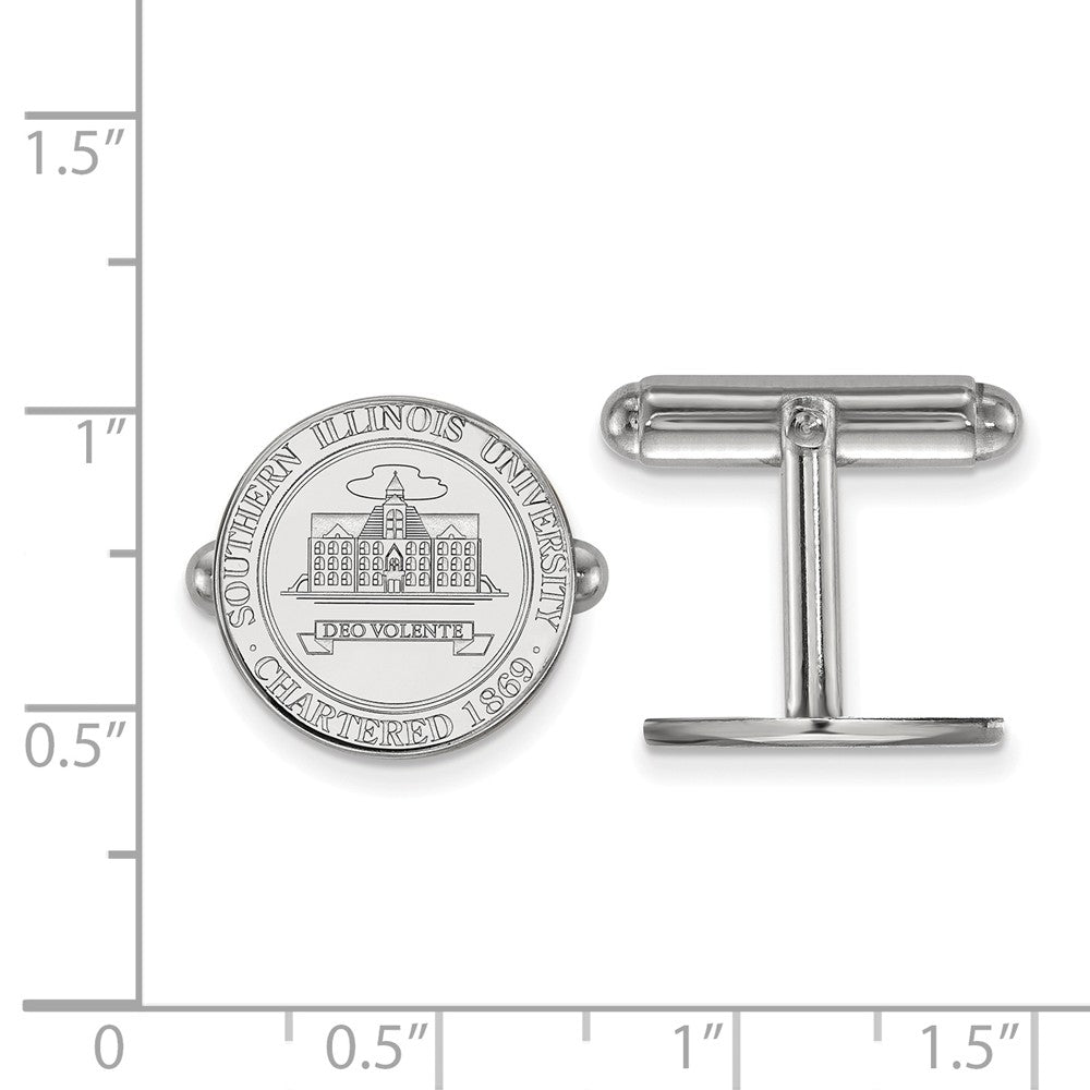 Alternate view of the Sterling Silver Southern Illinois University Crest Cuff Links by The Black Bow Jewelry Co.