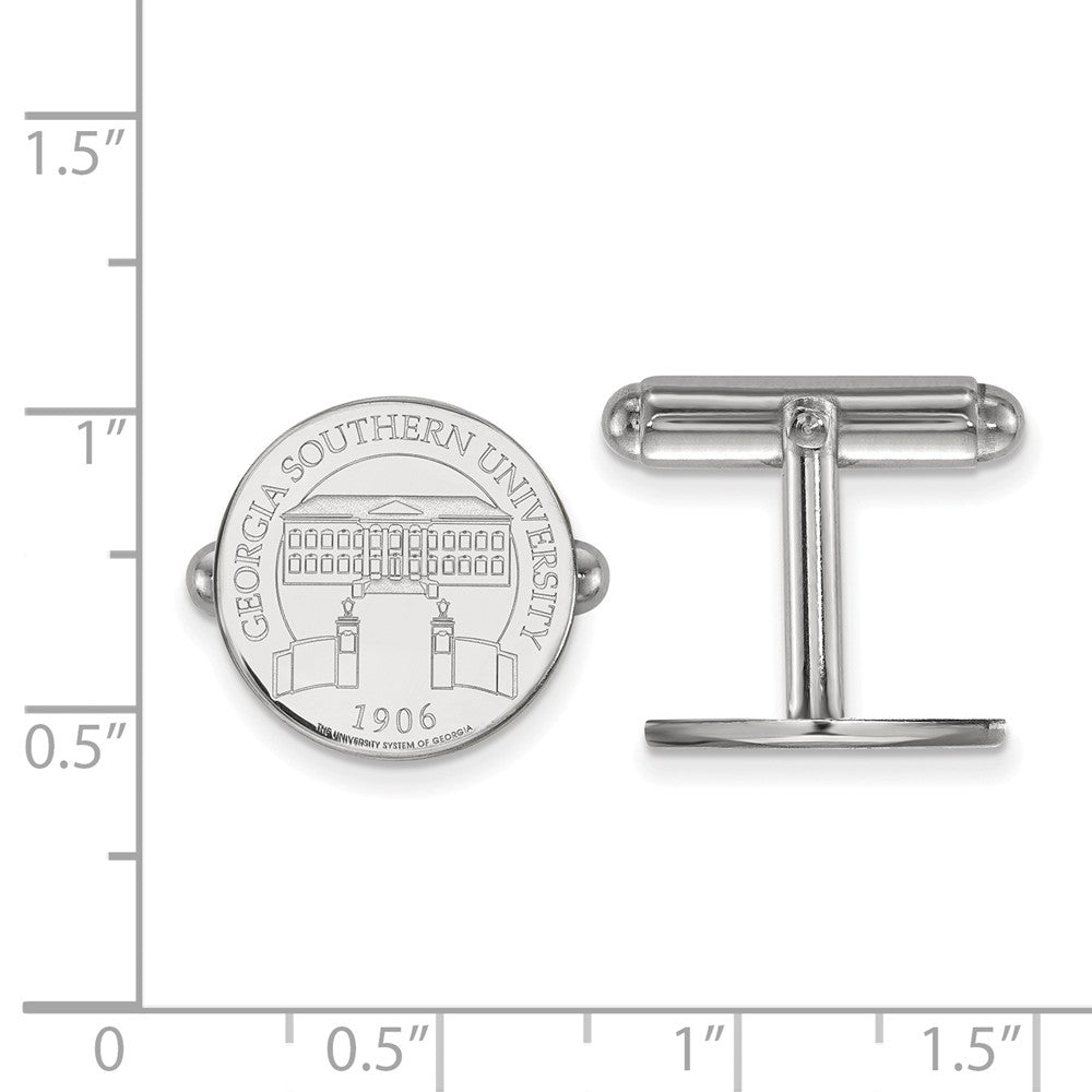 Alternate view of the Sterling Silver Georgia Southern University Crest Disc Cuff Links by The Black Bow Jewelry Co.