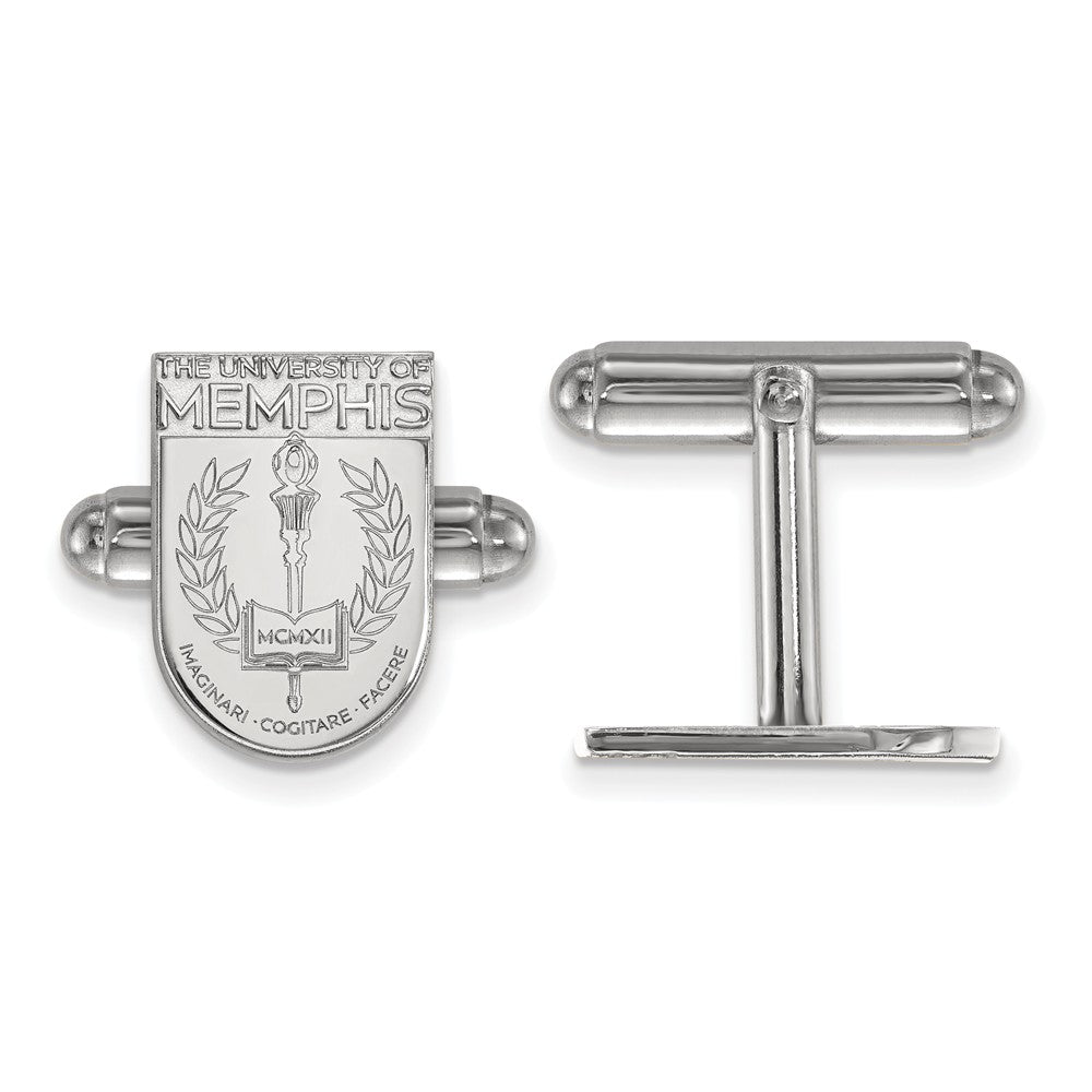 Sterling Silver University of Memphis Crest Cuff Links, Item M9290 by The Black Bow Jewelry Co.