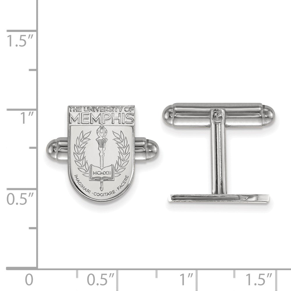 Alternate view of the Sterling Silver University of Memphis Crest Cuff Links by The Black Bow Jewelry Co.