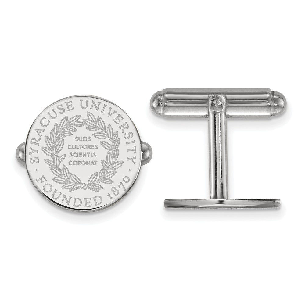Sterling Silver Syracuse University Crest Cuff Links, Item M9298 by The Black Bow Jewelry Co.
