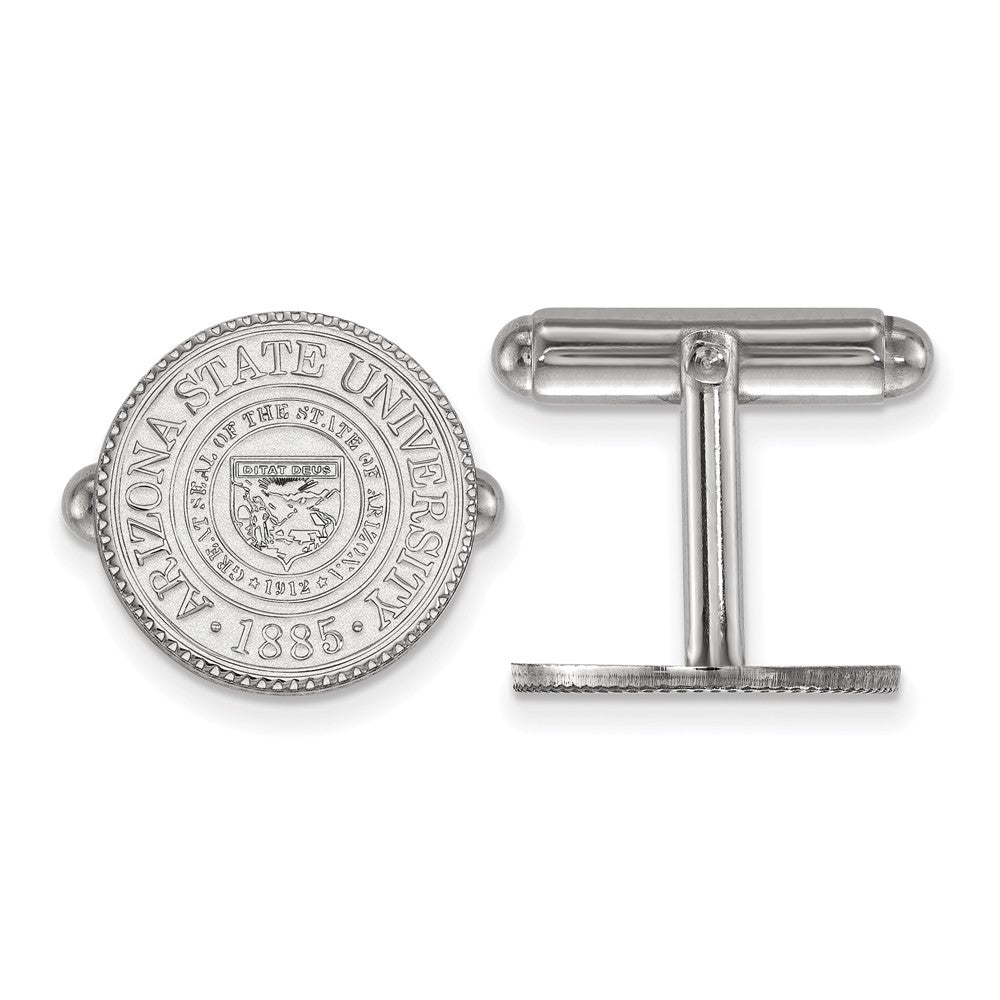 Sterling Silver Arizona State University Crest Cuff Links, Item M9303 by The Black Bow Jewelry Co.