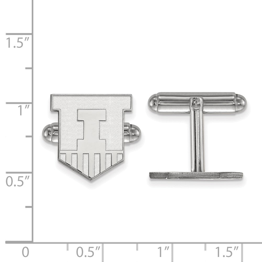 Alternate view of the Sterling Silver University of Illinois Cuff Links by The Black Bow Jewelry Co.
