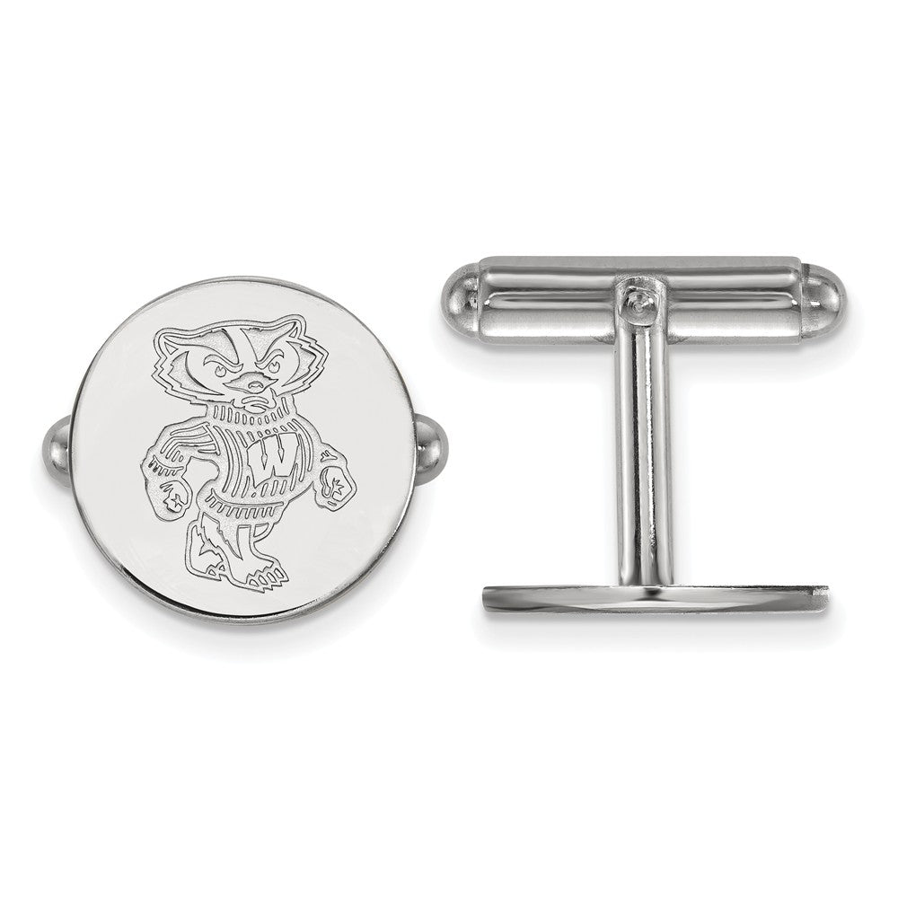 Sterling Silver University of Wisconsin Cuff Links, Item M9317 by The Black Bow Jewelry Co.