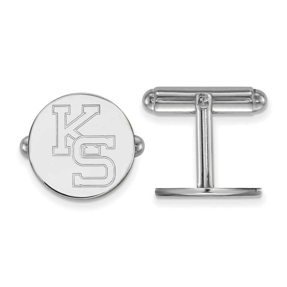 Sterling Silver Kansas State University Cuff Links, Item M9319 by The Black Bow Jewelry Co.