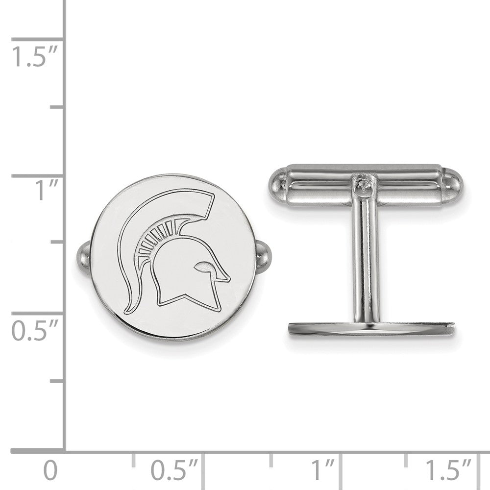 Alternate view of the Sterling Silver Michigan State University Mascot Cuff Links by The Black Bow Jewelry Co.