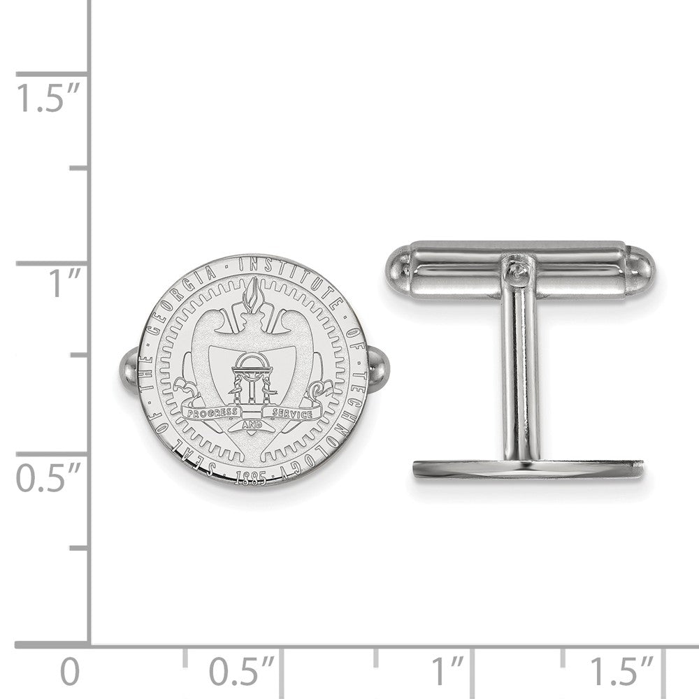 Alternate view of the Sterling Silver Georgia Technology Crest Cuff Links by The Black Bow Jewelry Co.