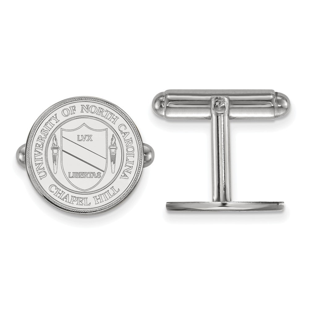 Sterling Silver University of North Carolina Crest Cuff Links, Item M9330 by The Black Bow Jewelry Co.
