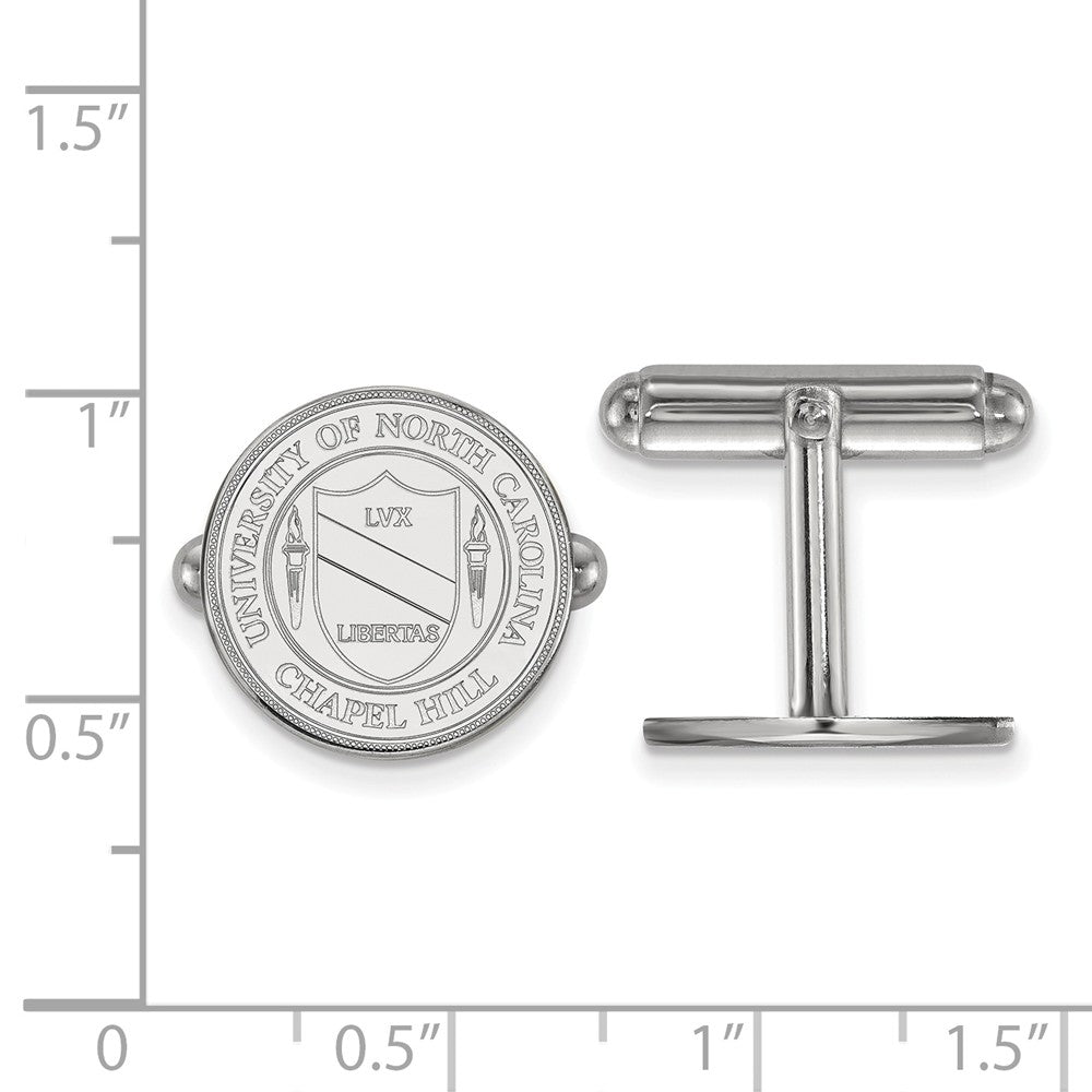 Alternate view of the Sterling Silver University of North Carolina Crest Cuff Links by The Black Bow Jewelry Co.