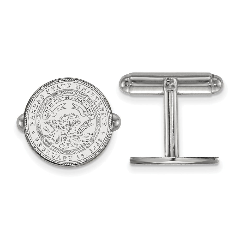 Sterling Silver Kansas State University Crest Cuff Links, Item M9331 by The Black Bow Jewelry Co.