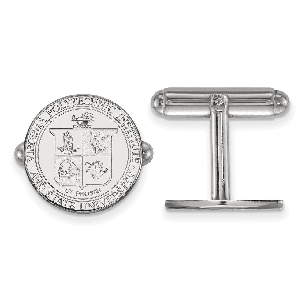 Sterling Silver Virginia Tech Crest Cuff Links, Item M9334 by The Black Bow Jewelry Co.