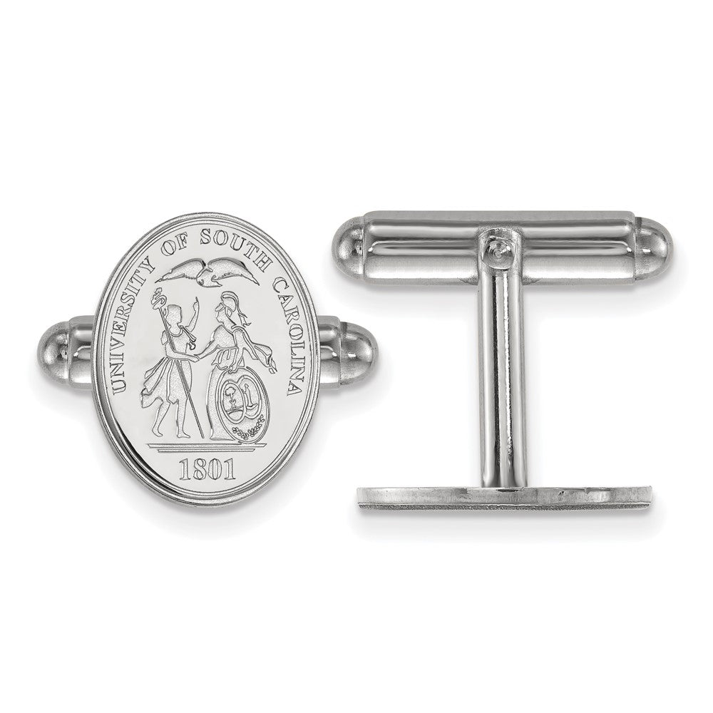 Sterling Silver University of South Carolina Crest Cuff Links, Item M9339 by The Black Bow Jewelry Co.