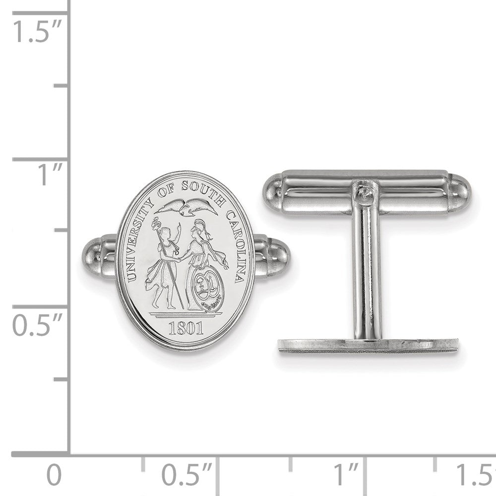 Alternate view of the Sterling Silver University of South Carolina Crest Cuff Links by The Black Bow Jewelry Co.