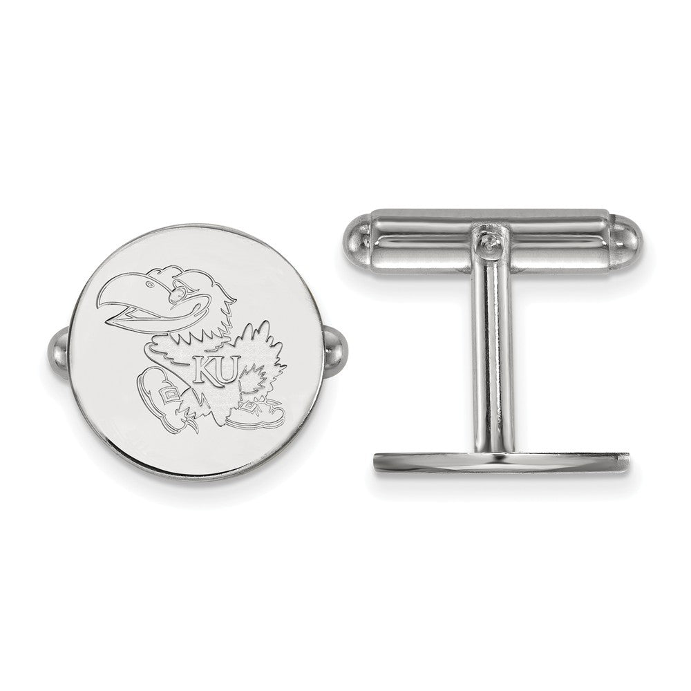Sterling Silver University of Kansas Cuff Links, Item M9346 by The Black Bow Jewelry Co.