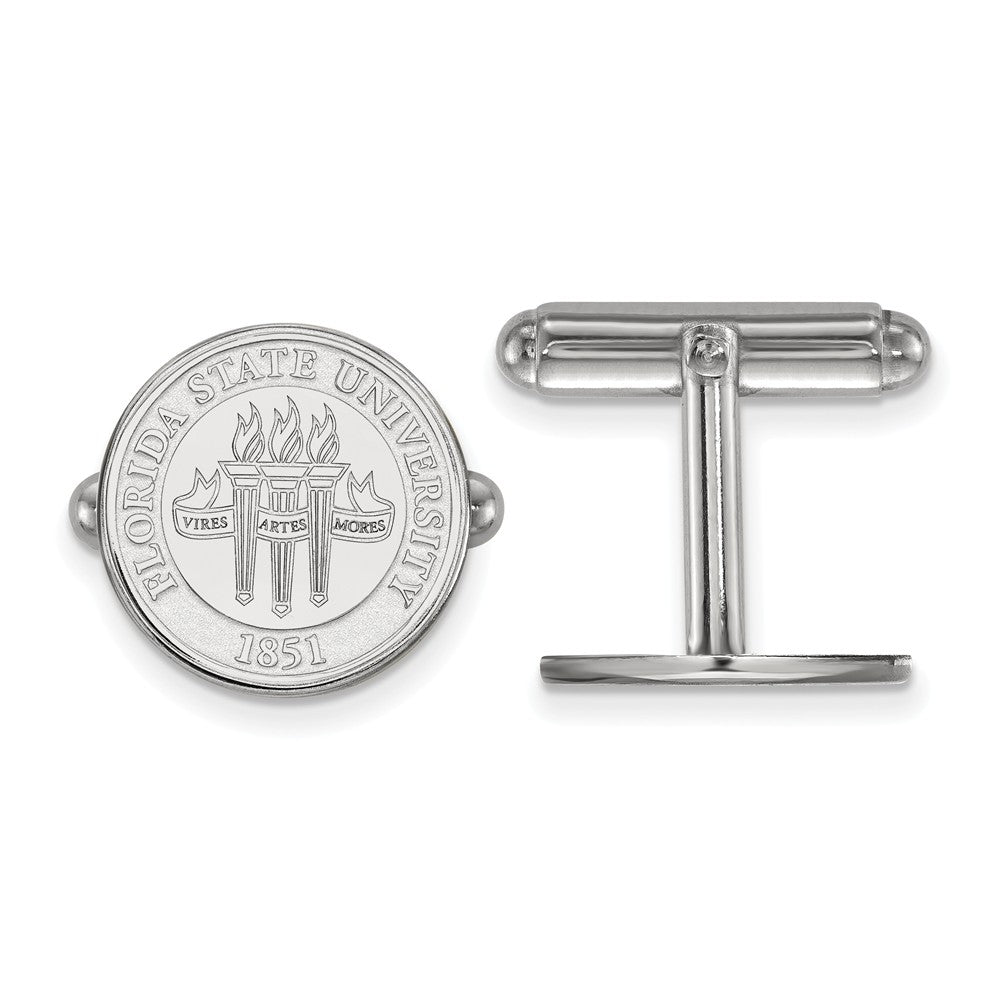 Sterling Silver Florida State University Crest Cuff Links, Item M9351 by The Black Bow Jewelry Co.