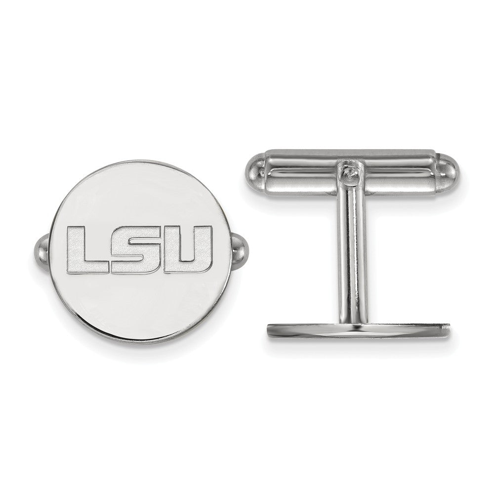 Sterling Silver Louisiana State University Cuff Links, Item M9356 by The Black Bow Jewelry Co.