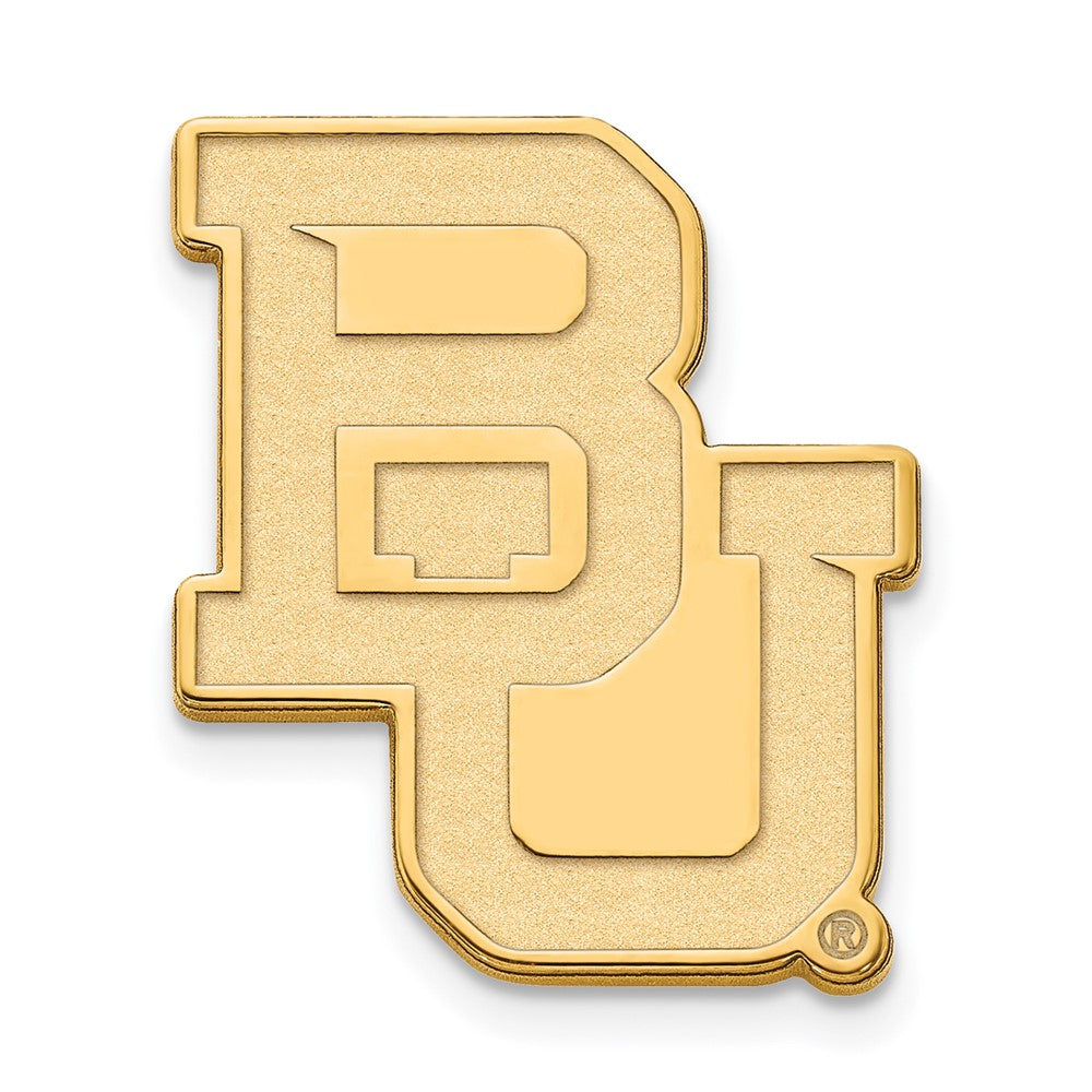 Alternate view of the 14k Gold Plated Silver Baylor U Black Leather Key Chain by The Black Bow Jewelry Co.