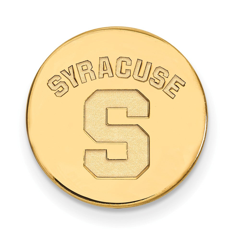 Alternate view of the 14k Gold Plated Silver Syracuse U Black Leather Key Chain by The Black Bow Jewelry Co.