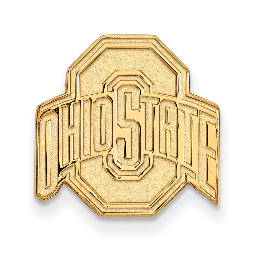 Alternate view of the 14k Gold Plated Silver Ohio State Black Leather Key Chain by The Black Bow Jewelry Co.