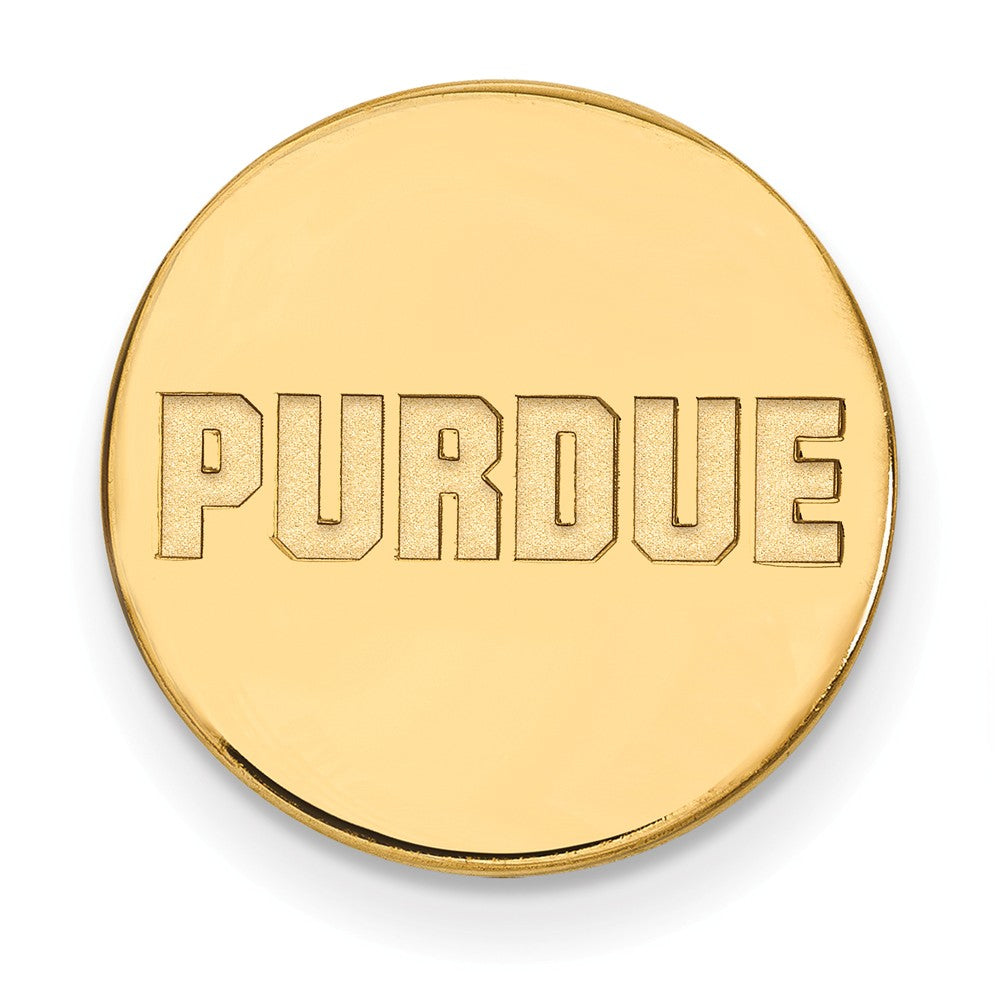 Alternate view of the 14k Gold Plated Silver Purdue Black Leather Logo Key Chain by The Black Bow Jewelry Co.