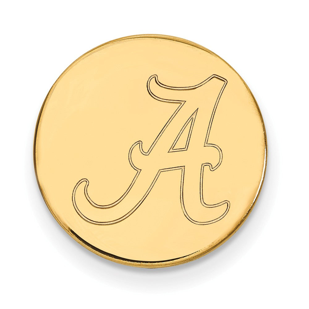 Alternate view of the 14k Gold Plated Silver U of Alabama Black Leather Logo Key Chain by The Black Bow Jewelry Co.