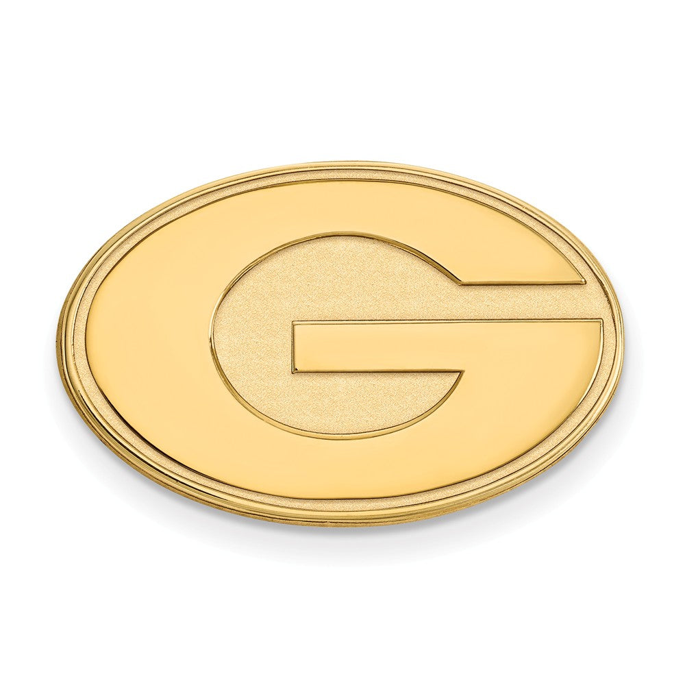 Alternate view of the 14k Gold Plated Silver U of Georgia Black Leather Key Chain by The Black Bow Jewelry Co.