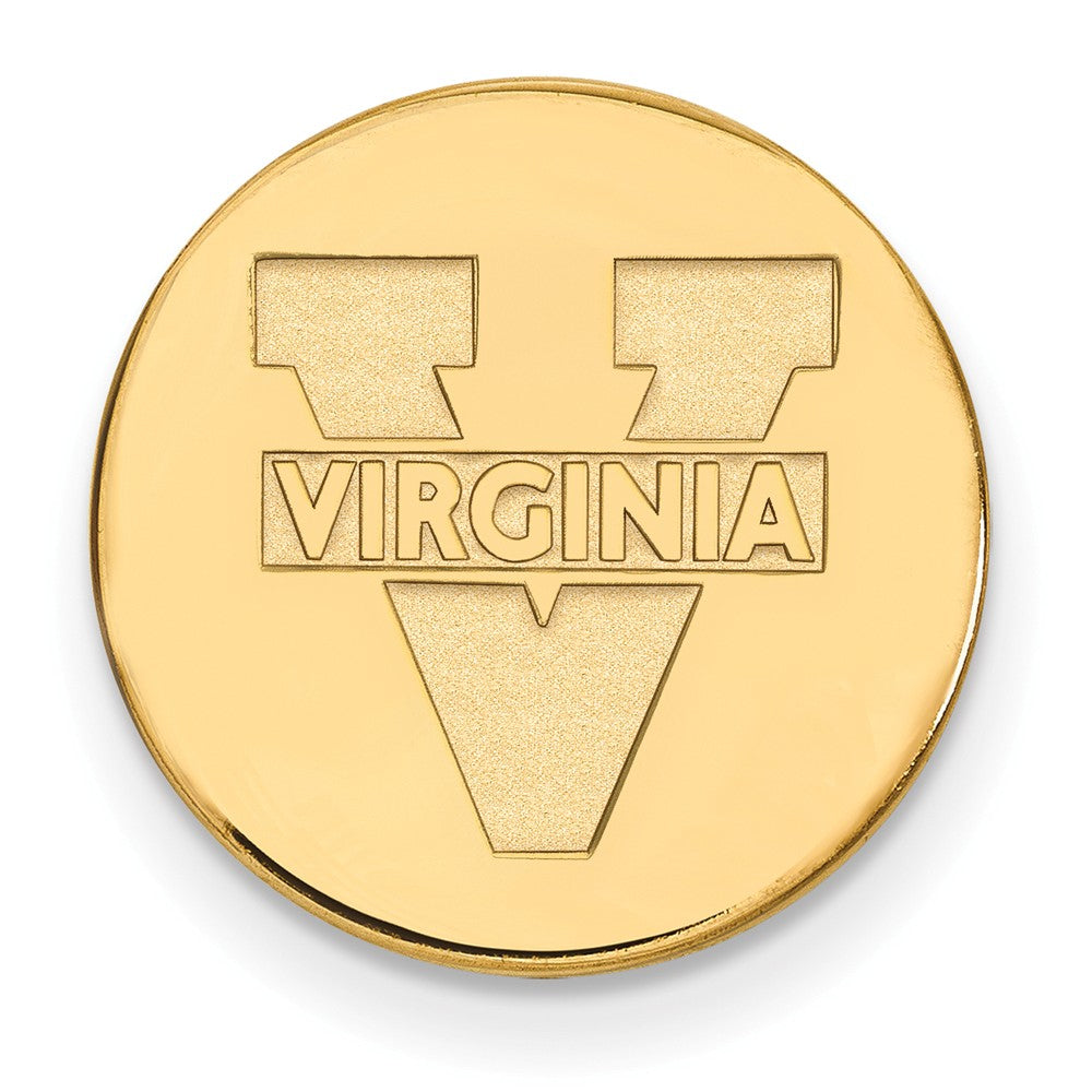 Alternate view of the 14k Gold Plated Silver U of Virginia Black Leather Logo Key Chain by The Black Bow Jewelry Co.