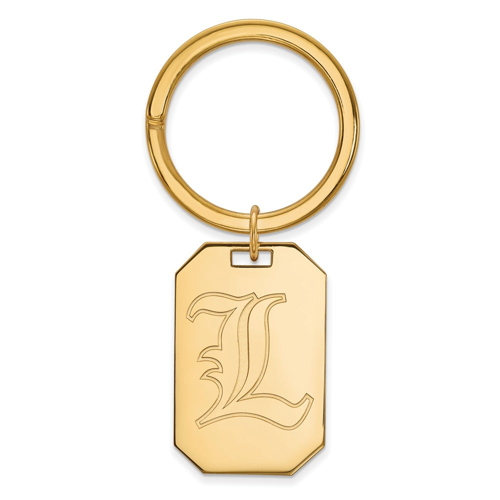 14k Gold Plated Silver U of Louisville Key Chain, Item M9401 by The Black Bow Jewelry Co.