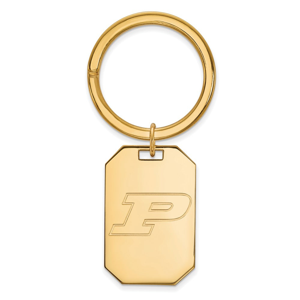 14k Gold Plated Silver Purdue Logo Key Chain, Item M9405 by The Black Bow Jewelry Co.
