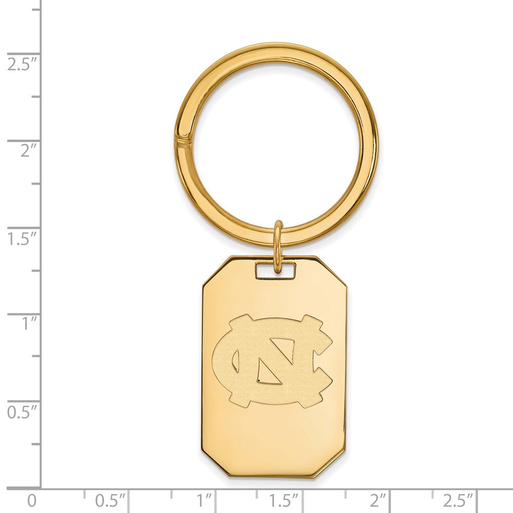 Alternate view of the 14k Gold Plated Silver U of North Carolina Logo Key Chain by The Black Bow Jewelry Co.