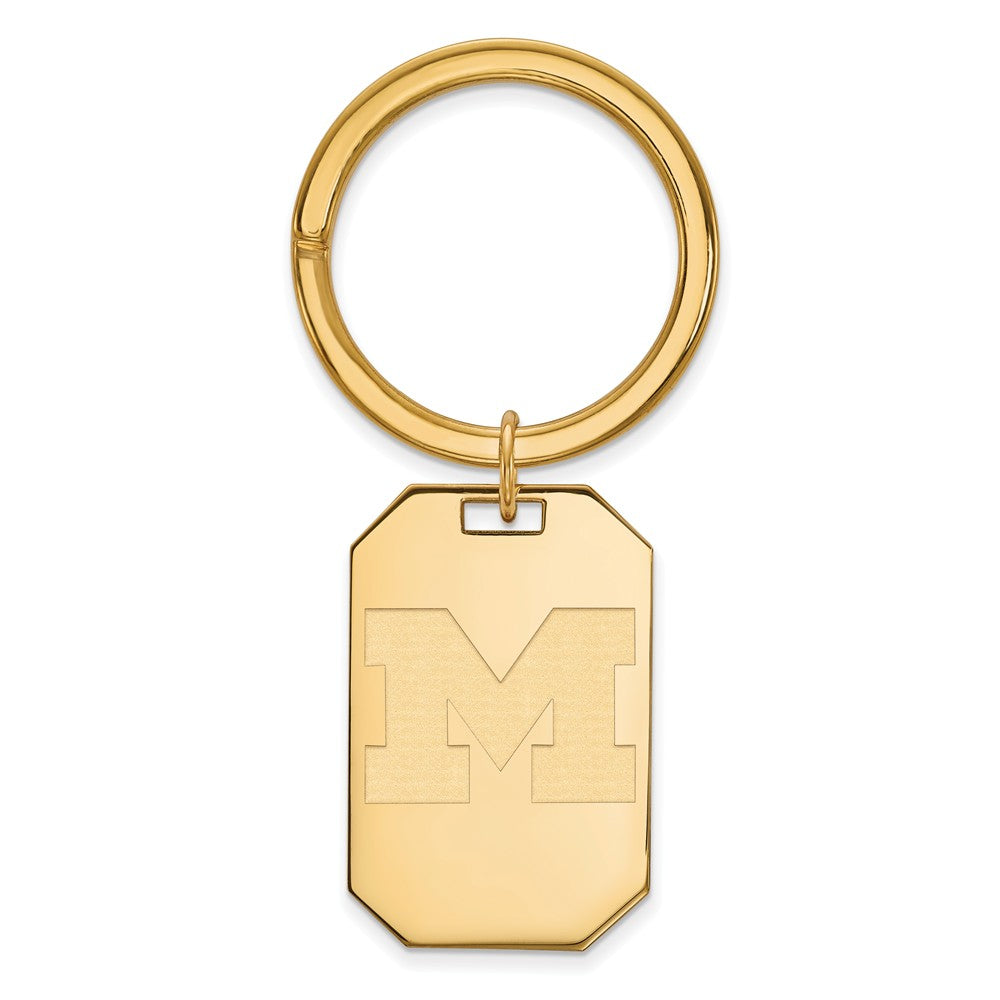 14k Gold Plated Silver Michigan (Univ of) Key Chain, Item M9412 by The Black Bow Jewelry Co.