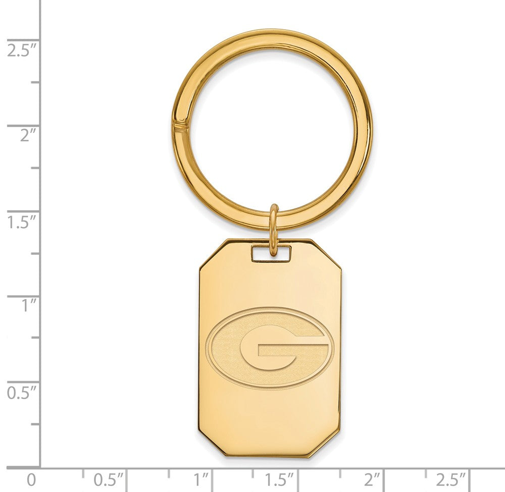 Alternate view of the 14k Gold Plated Silver U of Georgia Key Chain by The Black Bow Jewelry Co.