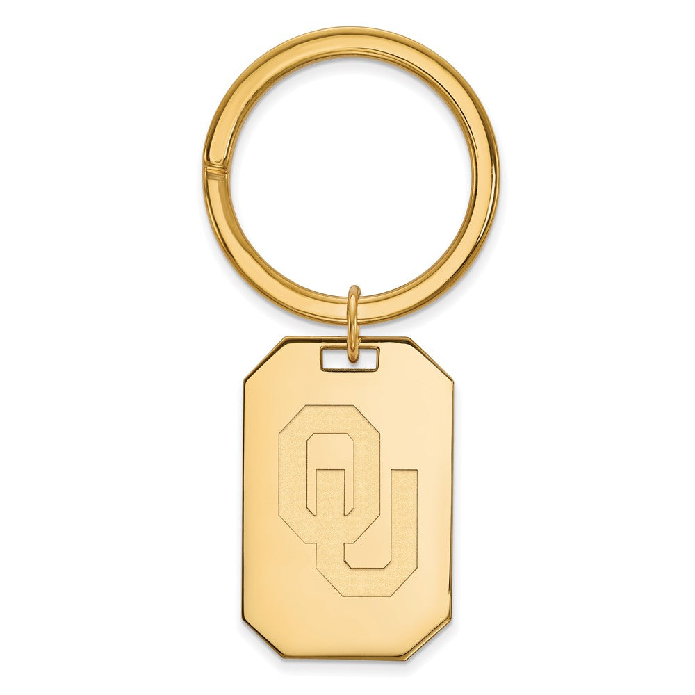 14k Gold Plated Silver U of Oklahoma Logo Key Chain, Item M9439 by The Black Bow Jewelry Co.