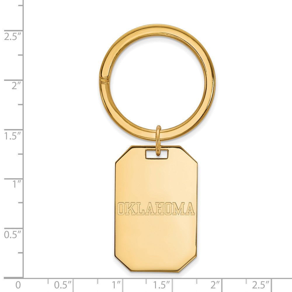 Alternate view of the 14k Gold Plated Silver U of Oklahoma Key Chain by The Black Bow Jewelry Co.
