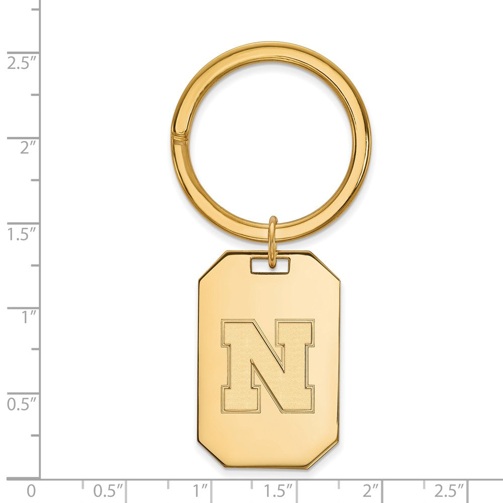 Alternate view of the 14k Gold Plated Silver U of Nebraska Key Chain by The Black Bow Jewelry Co.